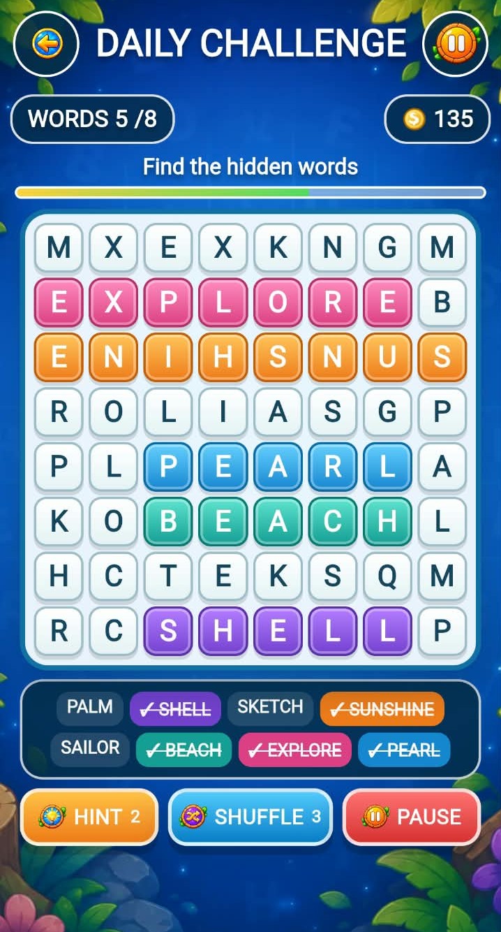 Word Search Adventure daily challenge